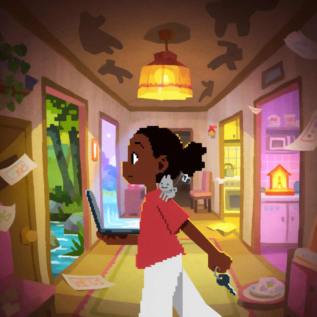Emma-Jane MacKinnon-Lee — key art for "House of Small Gods", a companion-based puzzle adventure set in northern Thailand